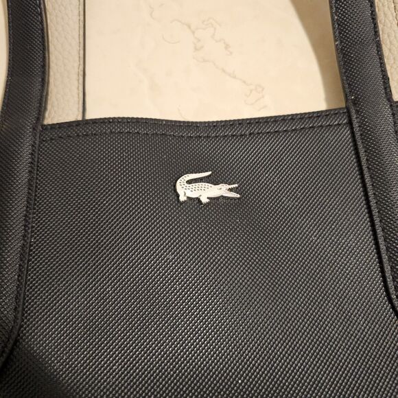 Lacoste Anna Reversible Two-Tone Tote Bag - Women's Black And Beige - Picture 2 of 7